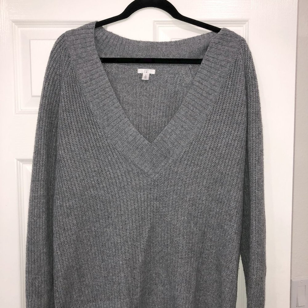 BP - Gray - V-neck Knit Pullover Sweater - Small